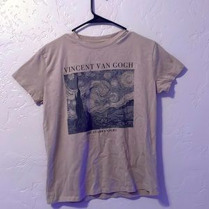 VFifthSun Womens Aesthetic Vincent Van Gogh Starry Night night Beige T-Shirt